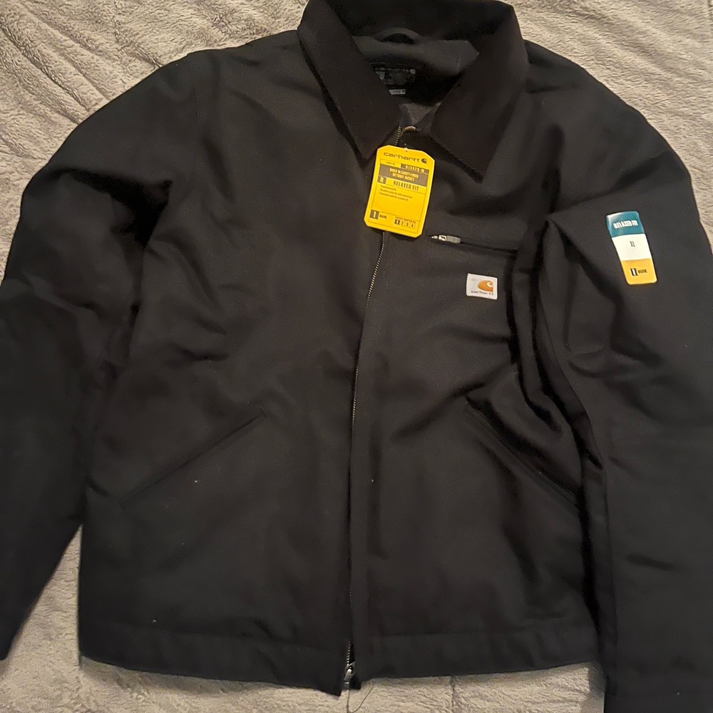 Carhartt duck blanket lined black jacket